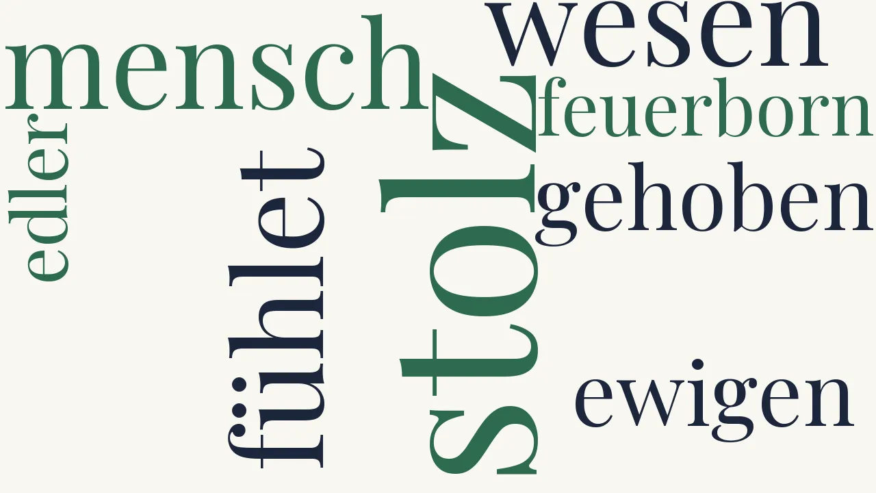 Wortwolke zu Stolz sei wer Mensch sich fühlet...