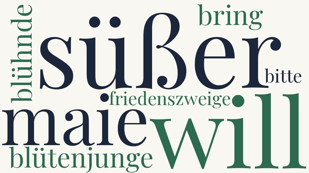 Wortwolke zu Süßer Maie Blütenjunge...