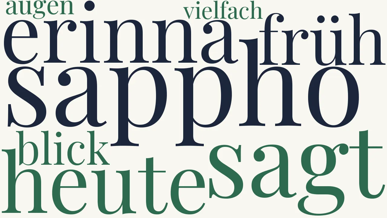 Wortwolke zu Erinna an Sappho
