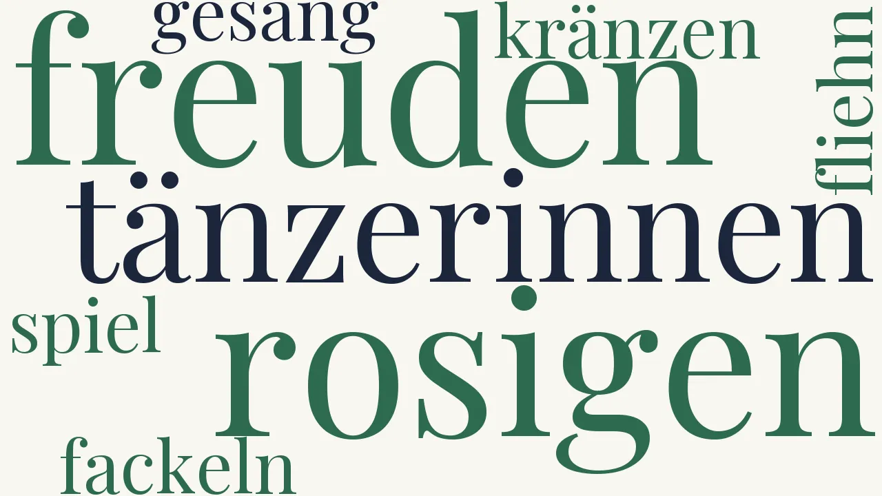 Wortwolke zu Die Freuden, die rosigen Tänzerinnen