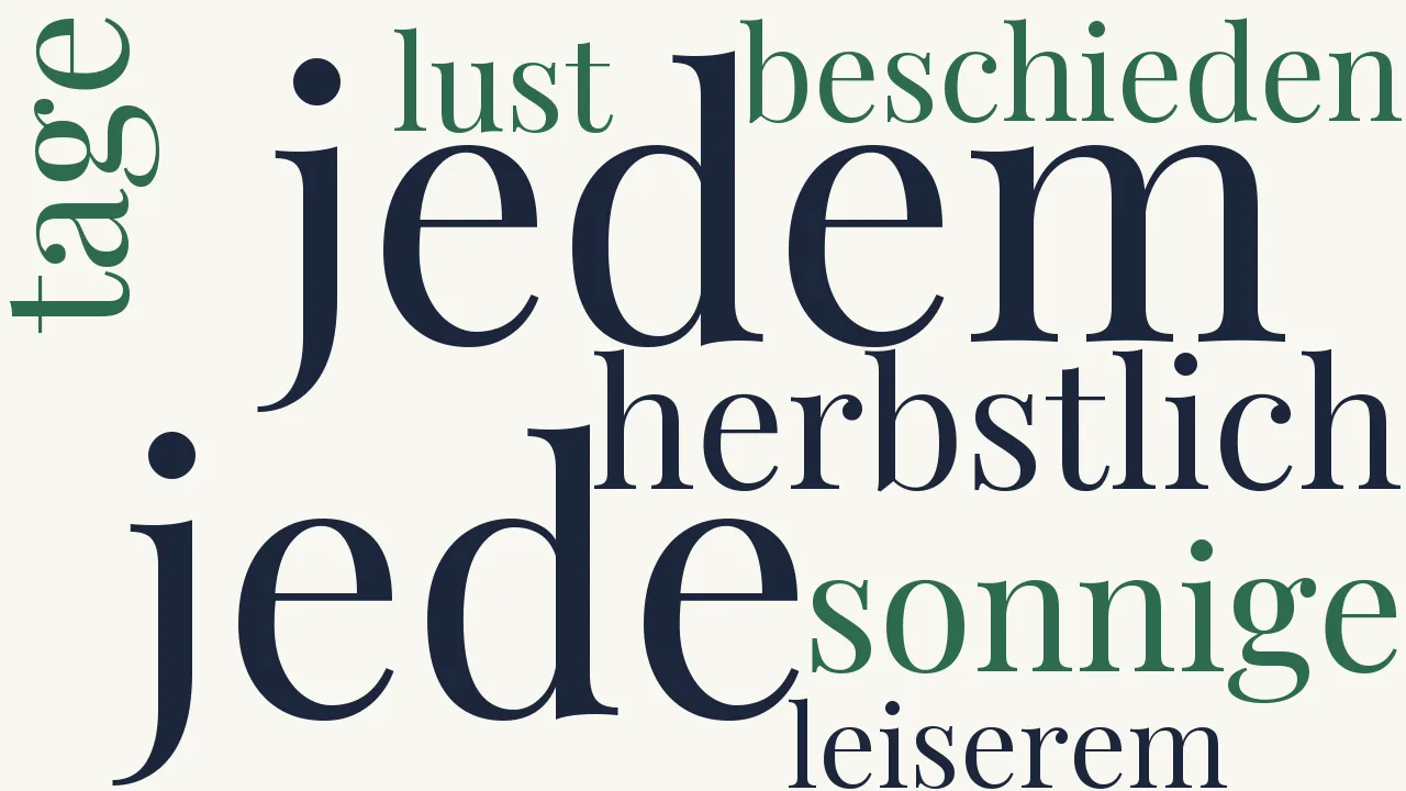 Wortwolke zu Herbstlich sonnige Tage