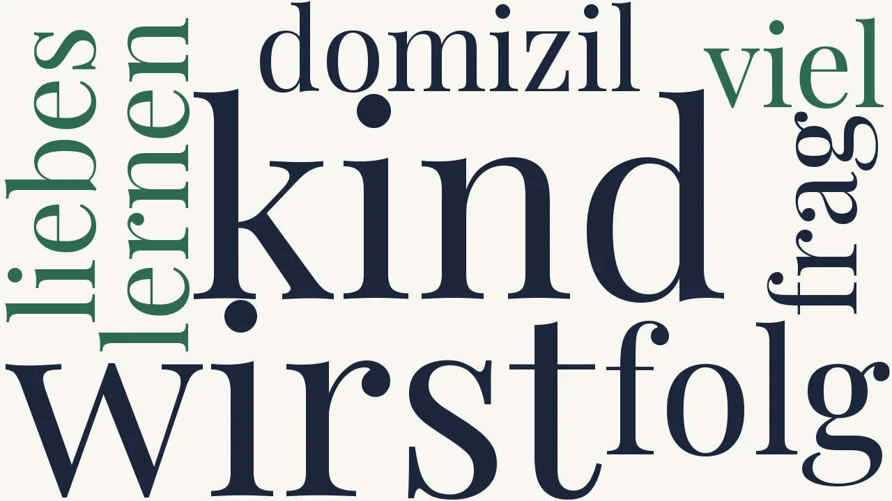Wortwolke zu Folg mir in mein Domizil
