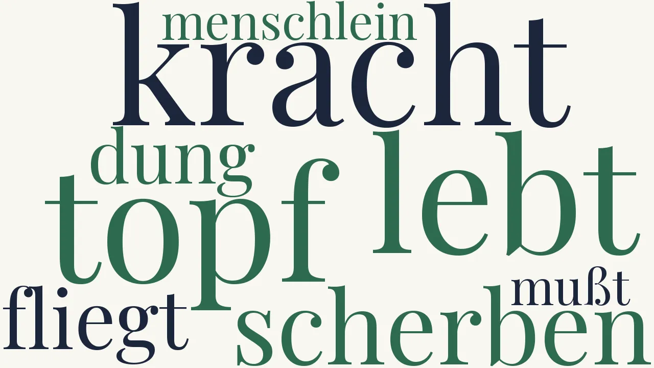 Wortwolke zu Kracht der Topf in Scherben