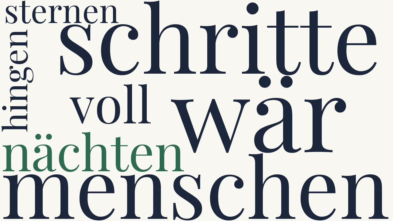 Wortwolke zu Nach all den Nächten, die voll Sternen hingen