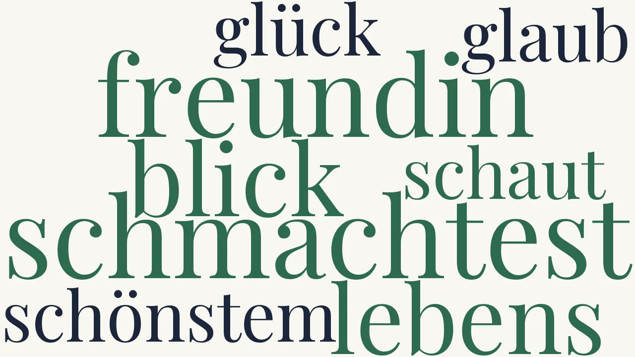 Wortwolke zu Du schmachtest nach der Freundin Blick...