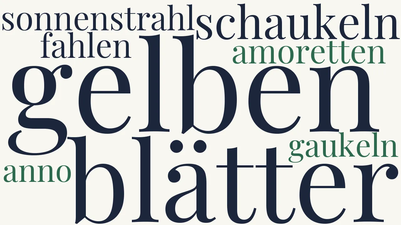 Wortwolke zu Die gelben Blätter schaukeln