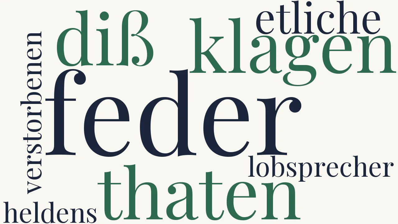 Wortwolke zu An etliche Lobsprecher eines verstorbenen Heldens