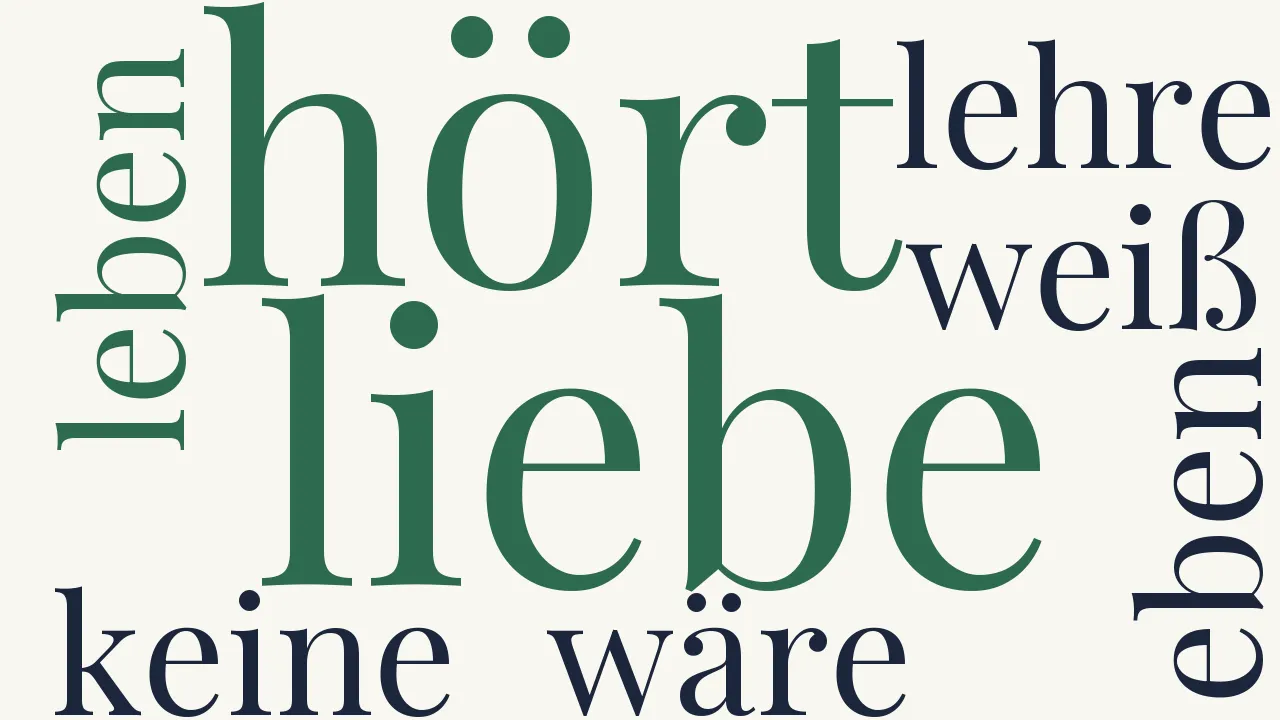 Wortwolke zu Liebe hört auf keine Lehre