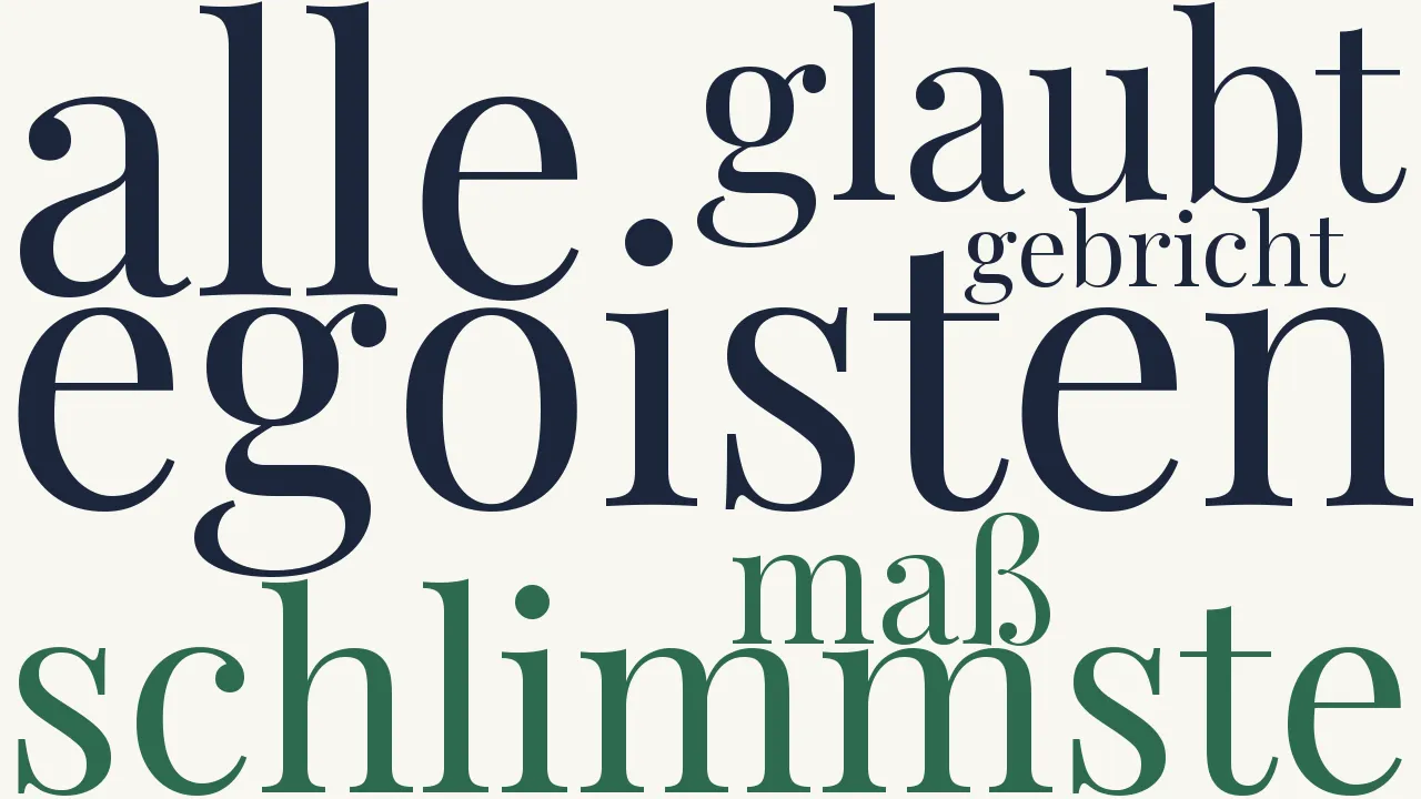 Wortwolke zu Der schlimmste Egoist