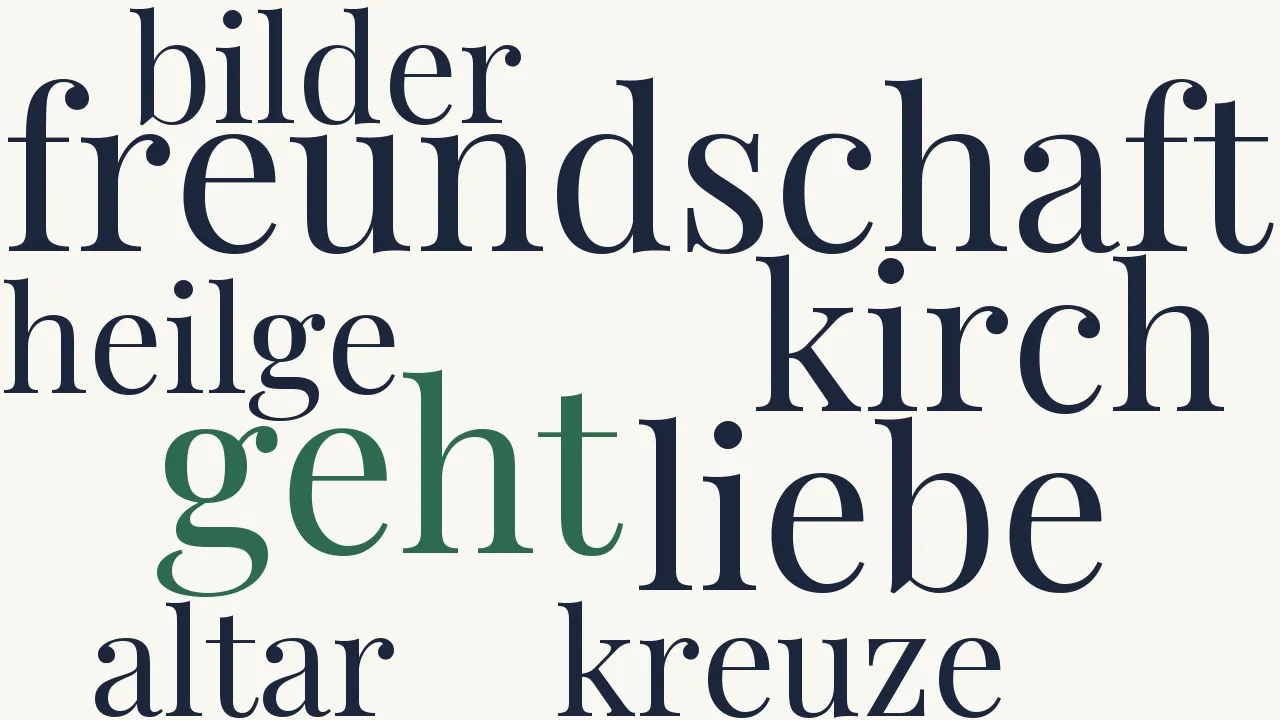 Wortwolke zu Freundschaft, Liebe, Kirch