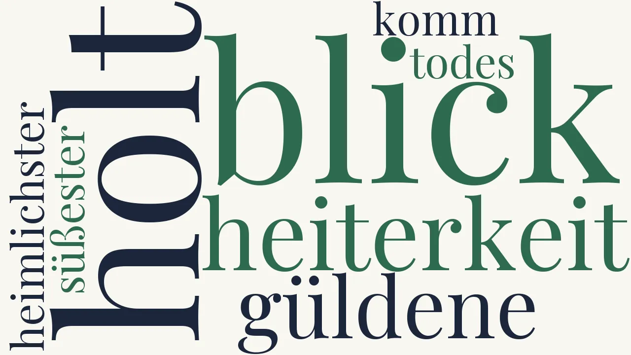 Wortwolke zu Heiterkeit, güldene, komm!