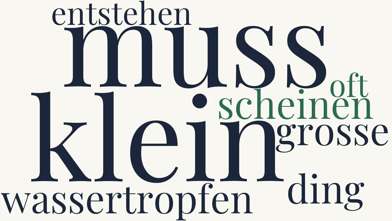 Wortwolke zu Grosse Wirkungen aus kleinen Ursachen