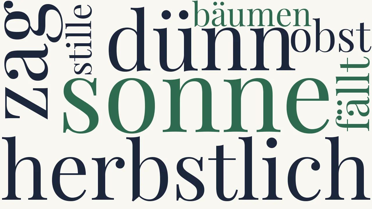 Wortwolke zu In den Nachmittag geflüstert