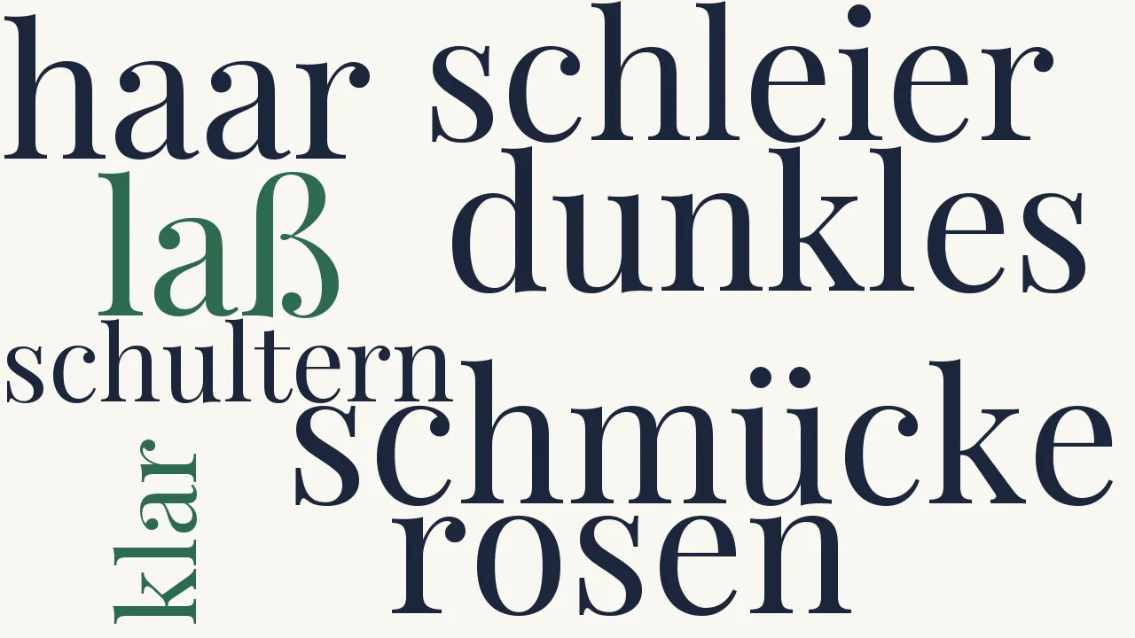 Wortwolke zu Nun schmücke mir dein dunkles Haar mit Rosen