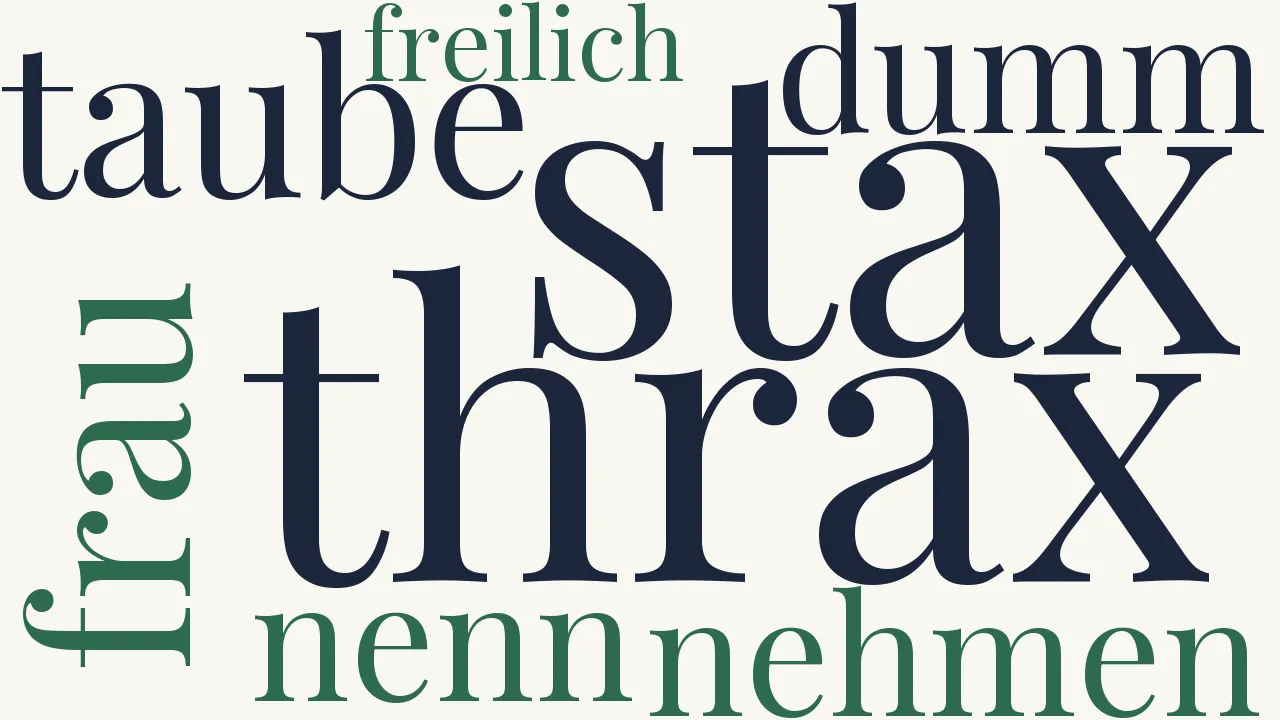 Wortwolke zu Thrax und Stax