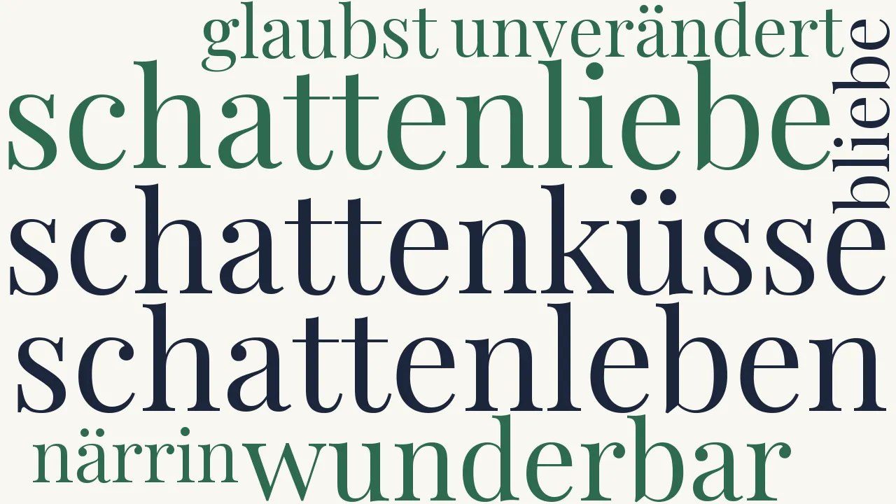 Wortwolke zu Schattenküsse, Schattenliebe