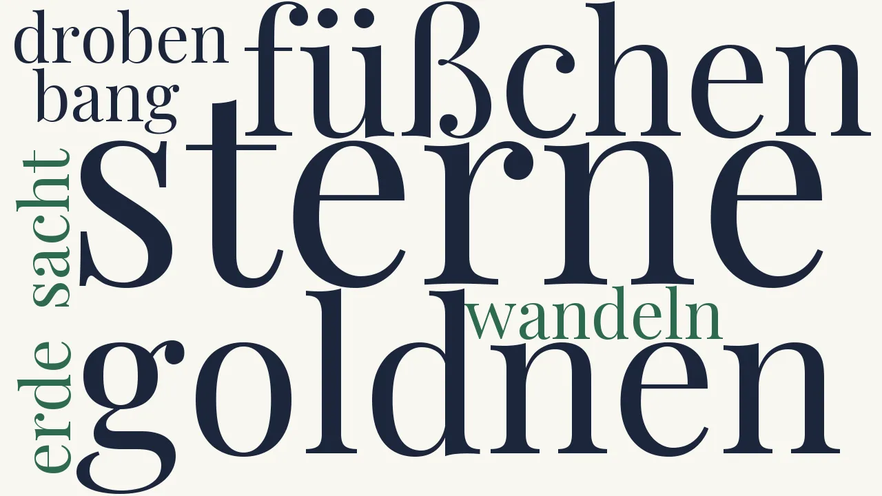 Wortwolke zu Sterne mit den goldnen Füßchen...