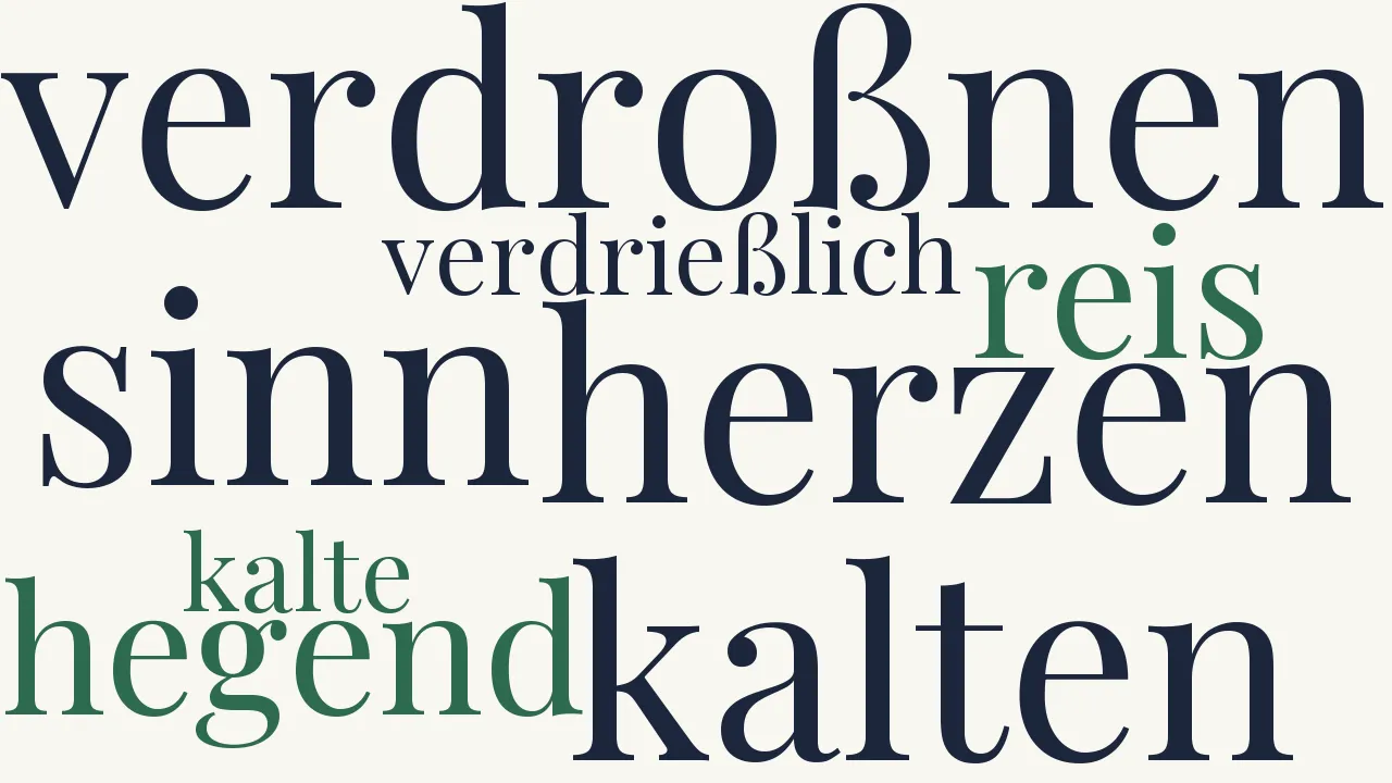 Wortwolke zu Verdroßnen Sinn im kalten Herzen...