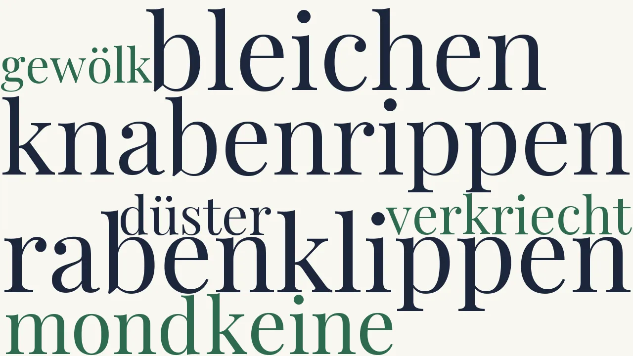 Wortwolke zu Erschütternde Schüttel-Knüttel-Reimballade
