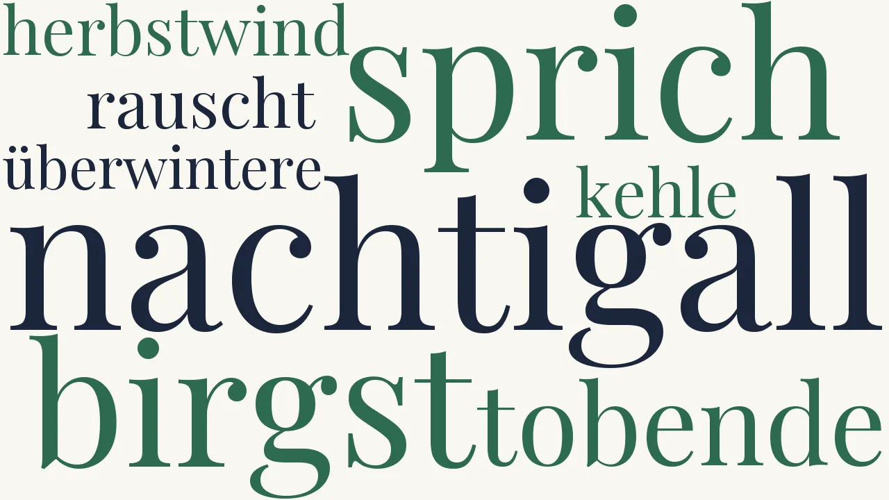 Wortwolke zu An die Nachtigall