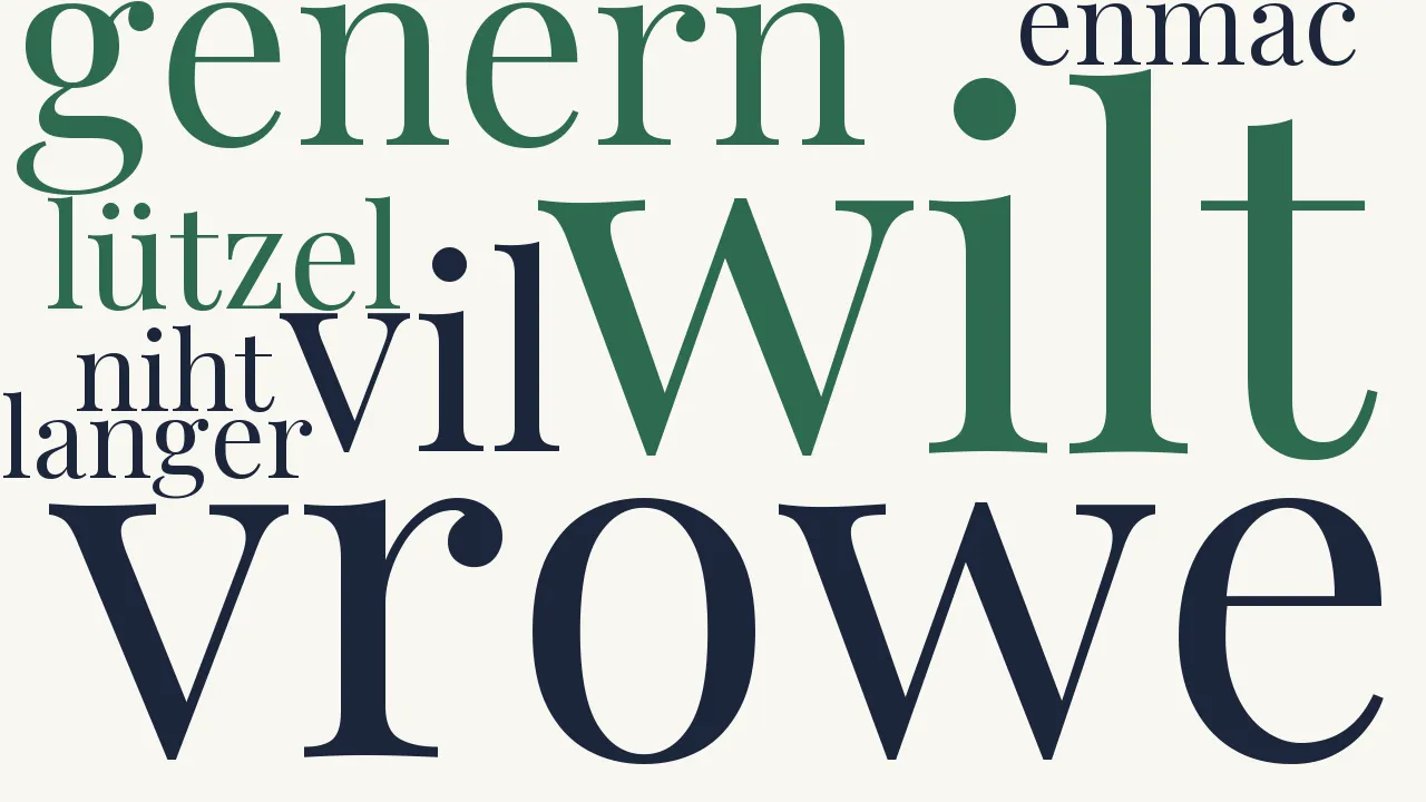 Wortwolke zu XIX. Vrowe, wilt du mich genern