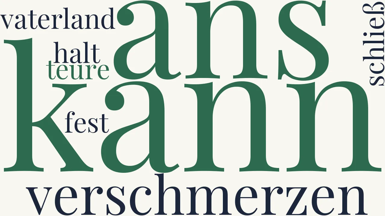 Wortwolke zu Ans Vaterland, ans teure schließ Dich an...