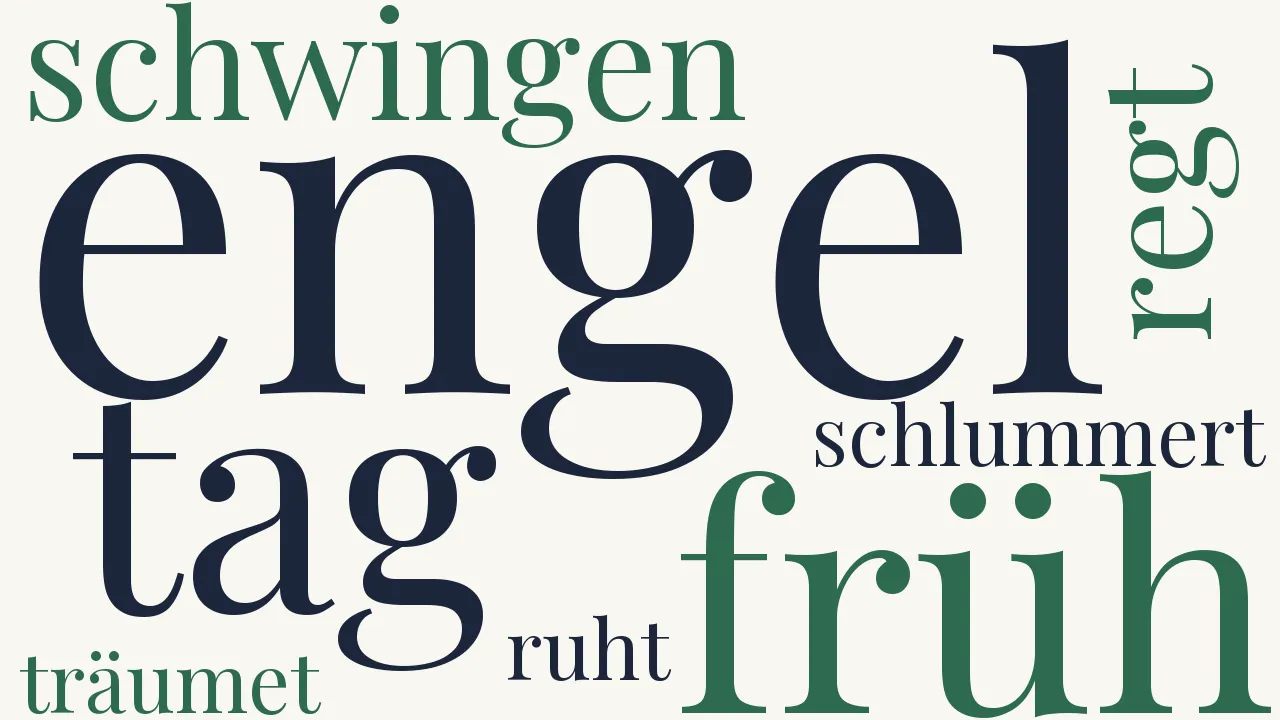 Wortwolke zu Früh, eh der Tag seine Schwingen noch regt