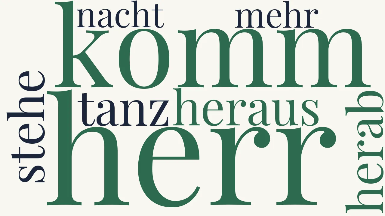 Wortwolke zu Komm heraus, o Herr