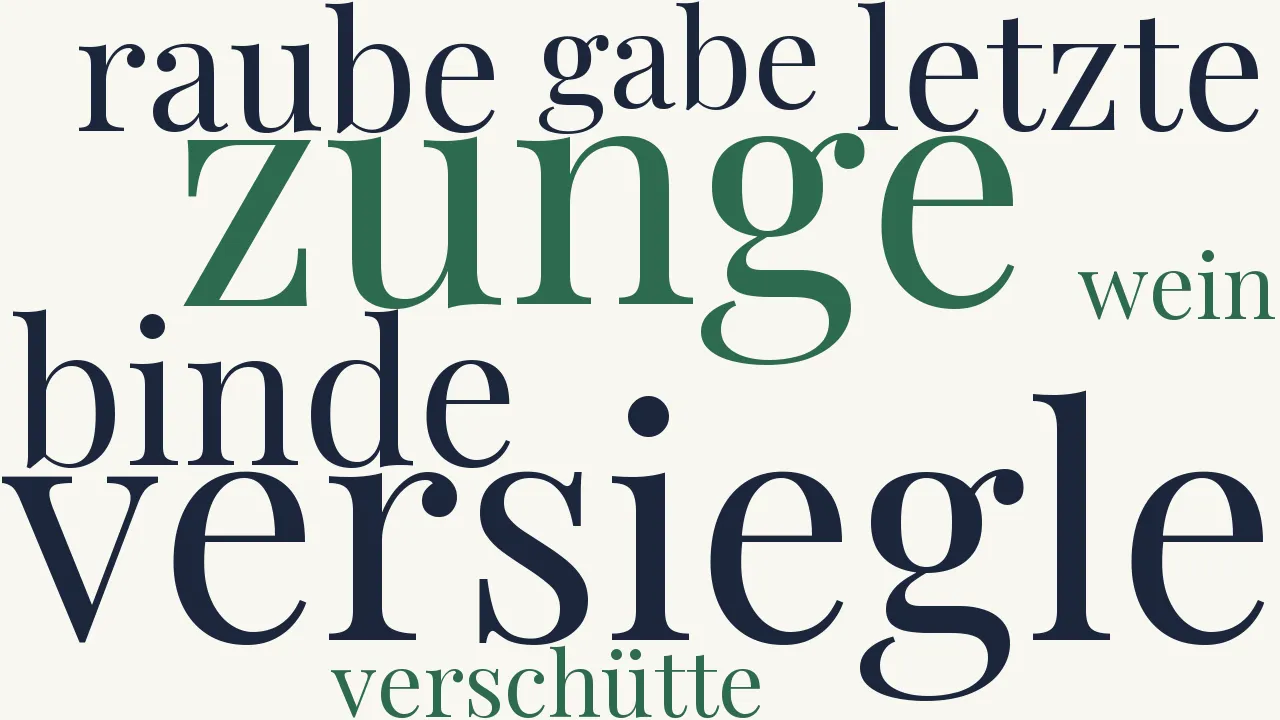Wortwolke zu Versiegle mir die Zunge, binde mich...