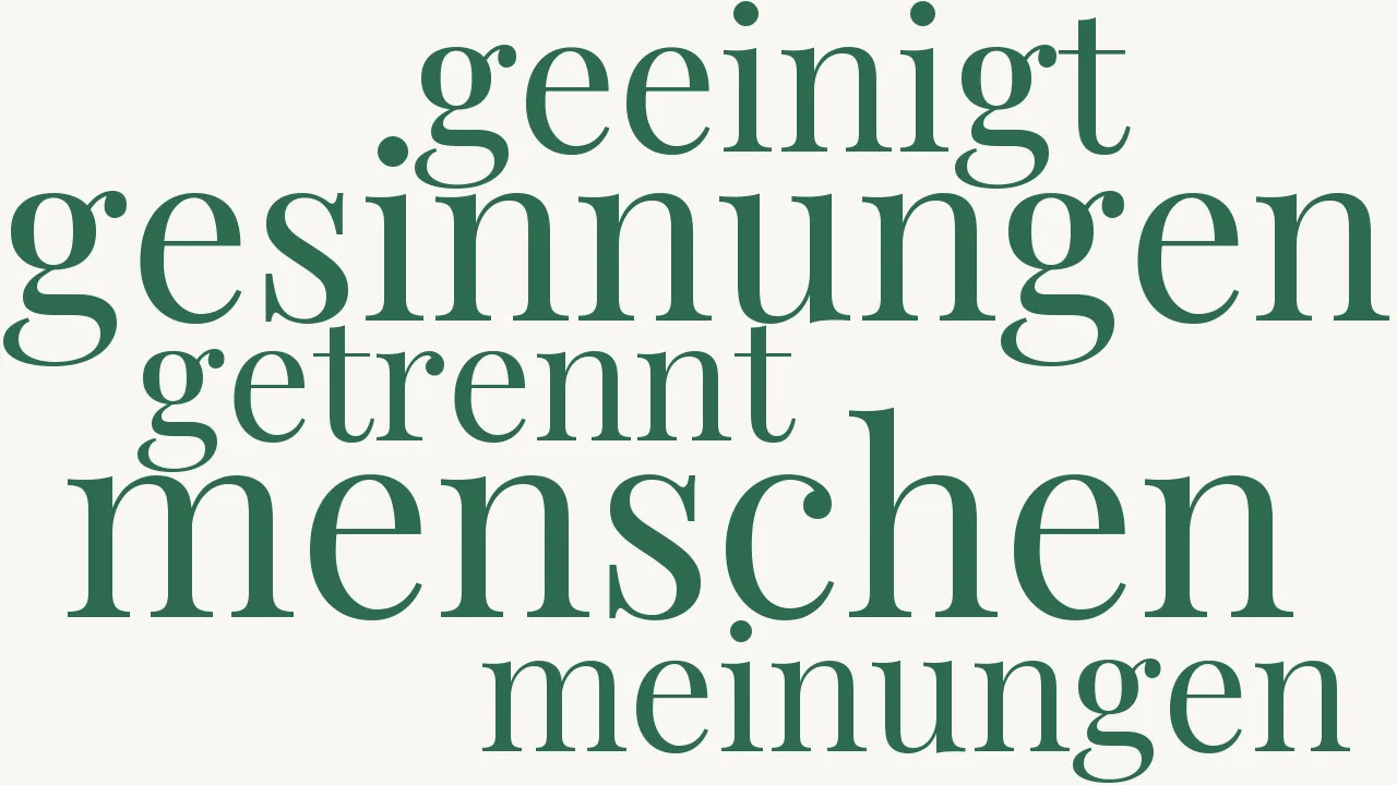 Wortwolke zu Einigkeit und Trennung