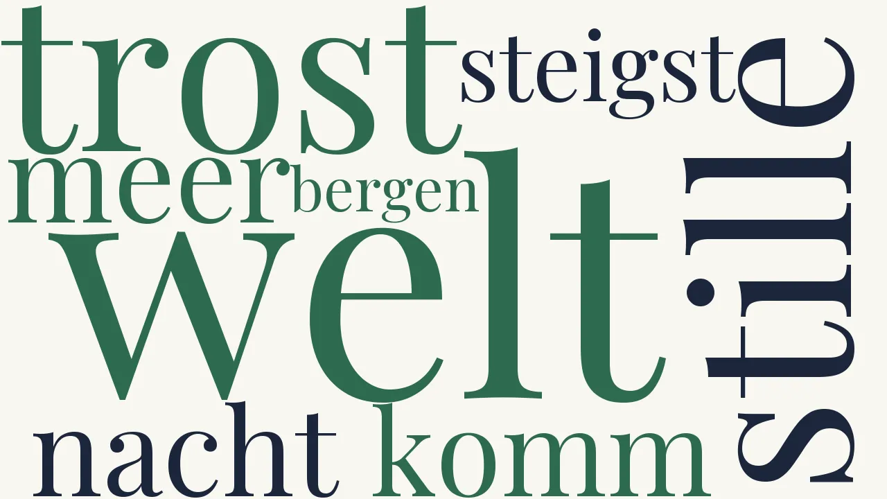 Wortwolke zu Komm, Trost der Welt