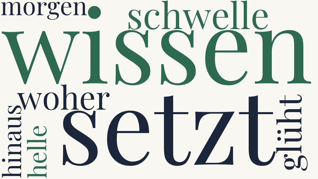 Wortwolke zu Man setzt uns auf die Schwelle