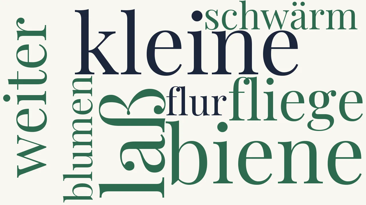 Wortwolke zu An eine Biene, die mich stechen wollte