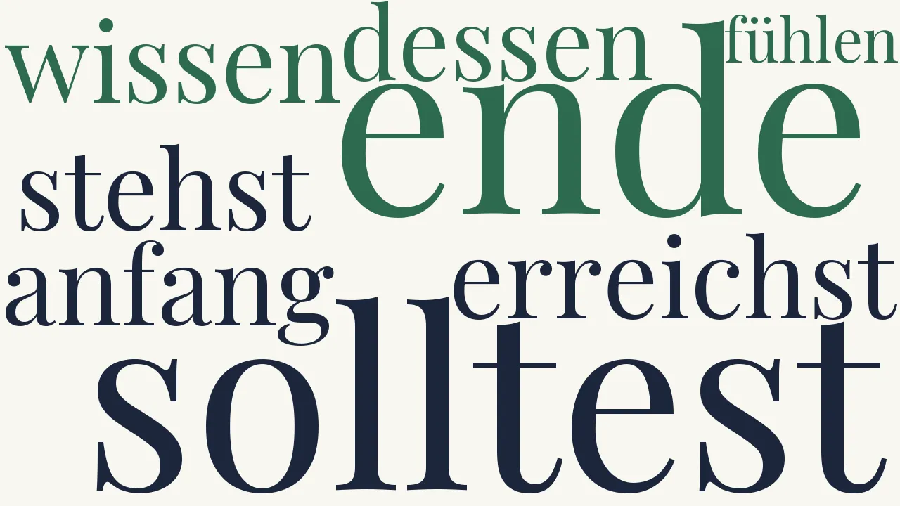 Wortwolke zu Anfang und Ende