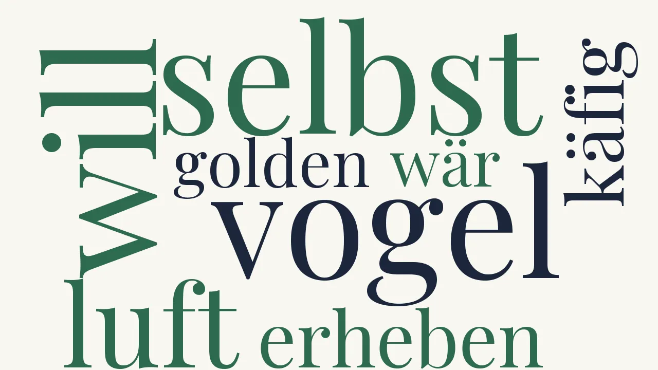 Wortwolke zu Ein Vogel will sich in die Luft erheben...