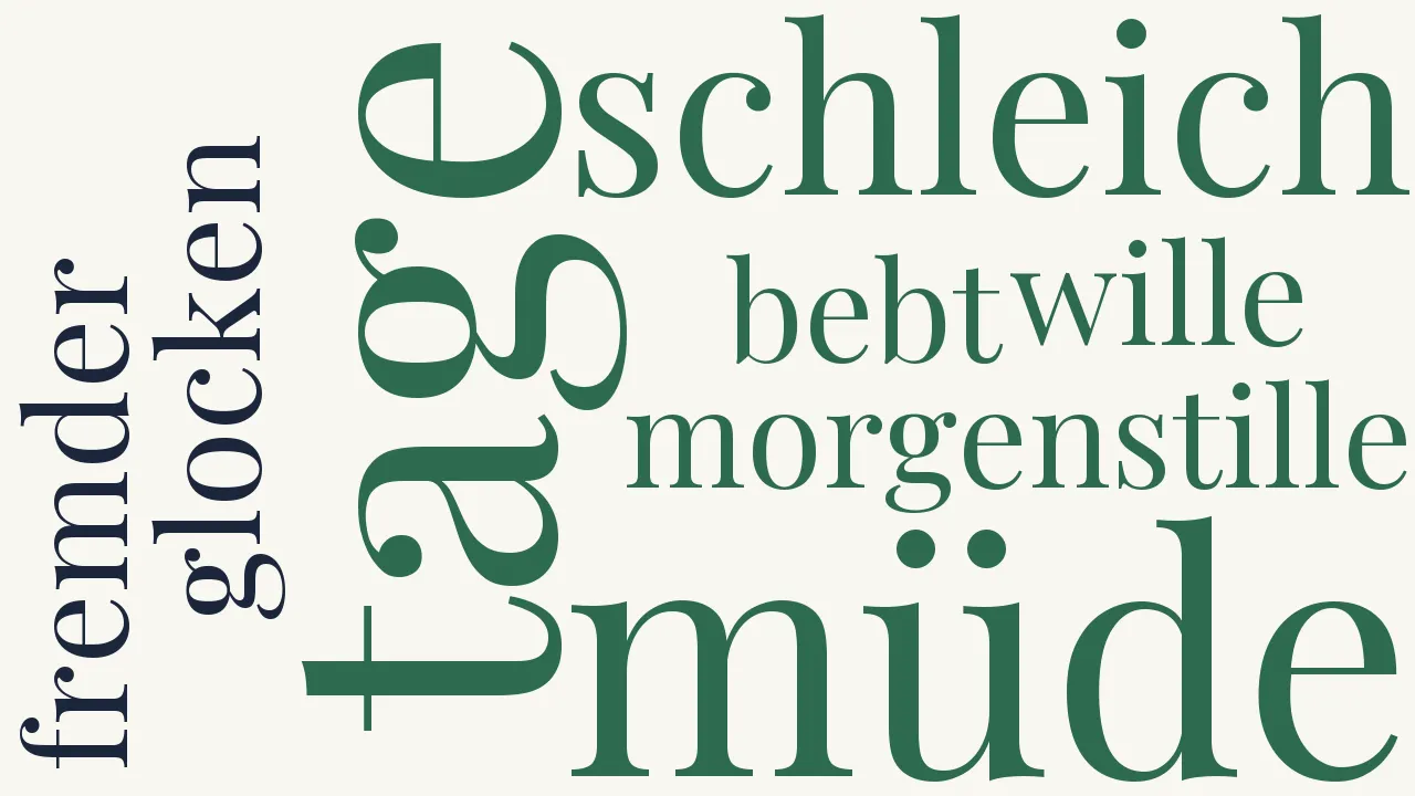 Wortwolke zu Müde schleich ich