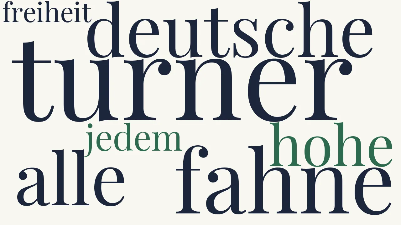 Wortwolke zu Bei Ueberreichung einer Turnerfahne