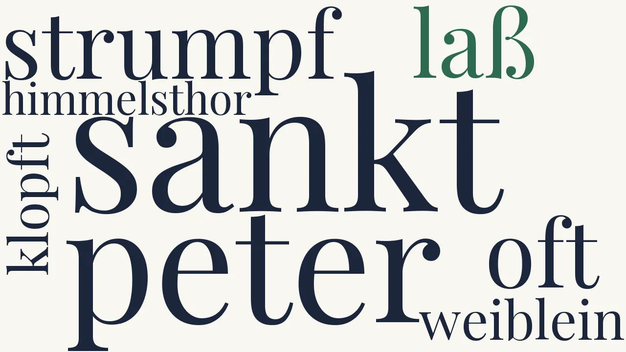 Wortwolke zu Sankt Peter und der Blaustrumpf