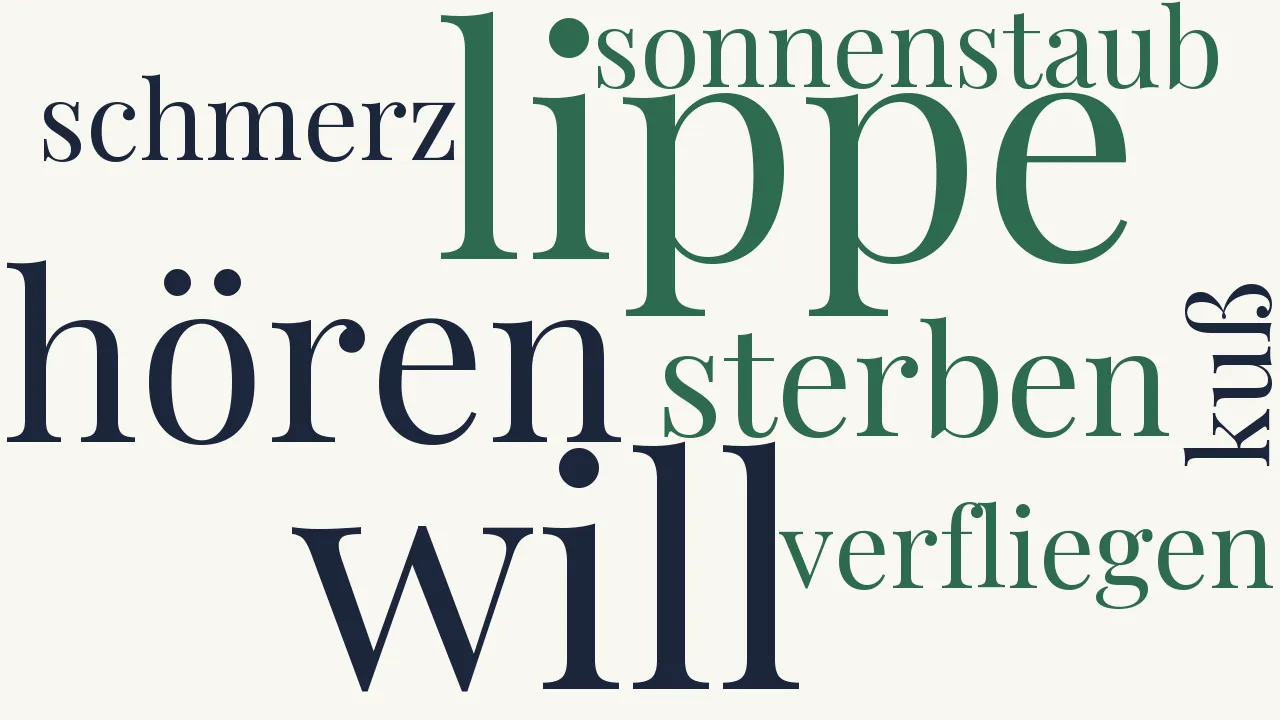 Wortwolke zu Ich will ja nur an Deiner Lippe sterben