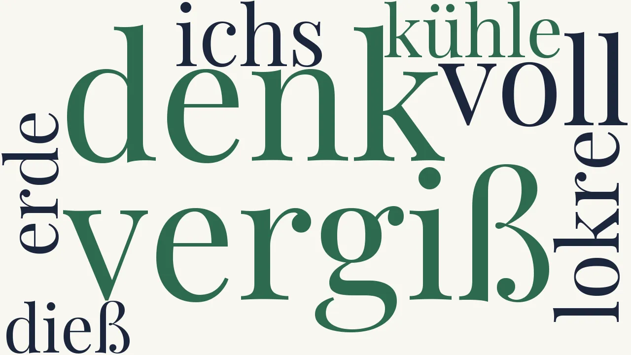 Wortwolke zu Vergiß mein nicht