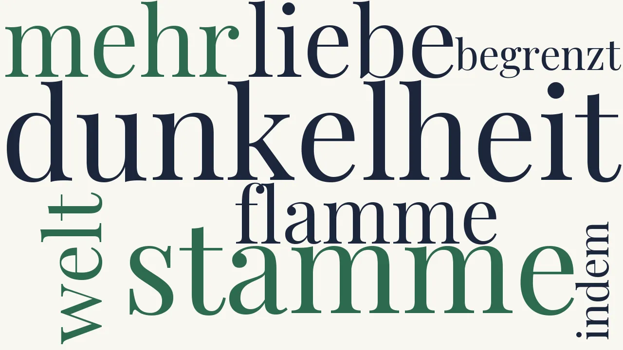 Wortwolke zu Du Dunkelheit, aus der ich stamme