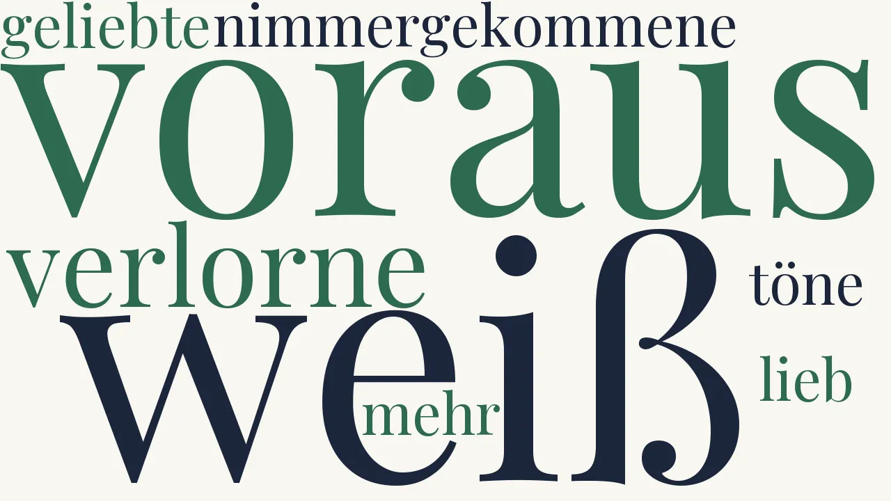 Wortwolke zu Du im Voraus verlorne Geliebte