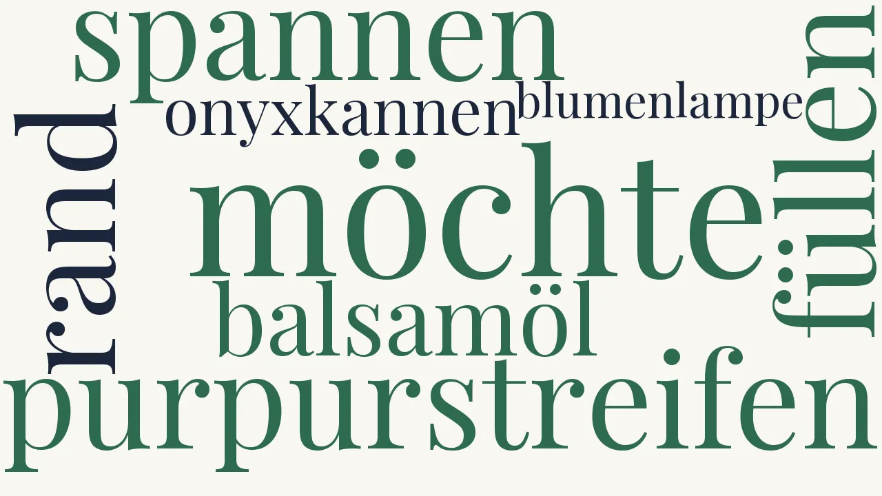 Wortwolke zu Ich möchte Purpurstreifen spannen...