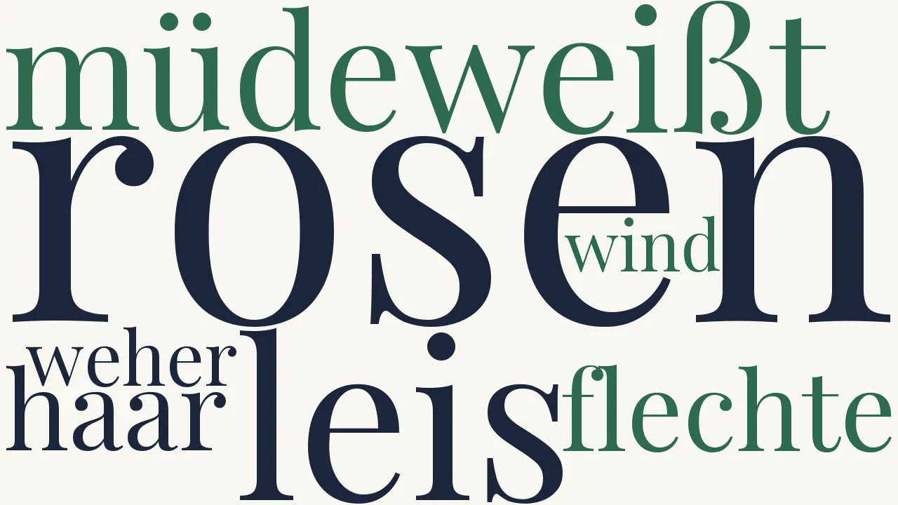 Wortwolke zu Weißt du, daß ich dir müde Rosen flechte