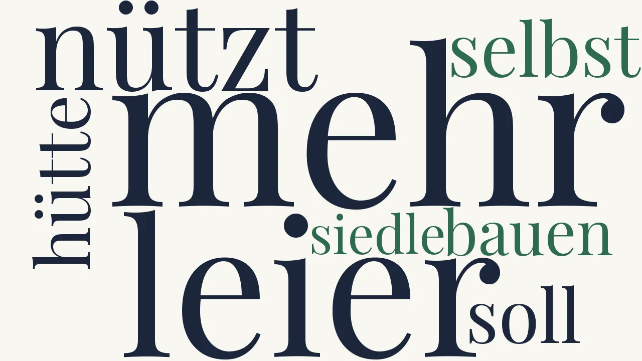 Wortwolke zu Weh′ euch, ihr stolzen Hallen