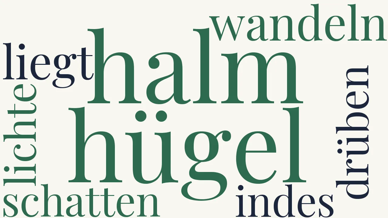 Wortwolke zu Der hügel wo wir wandeln...