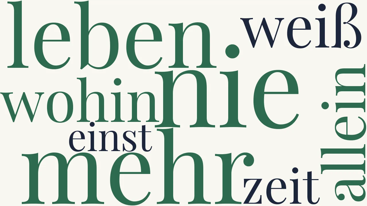 Wortwolke zu Wohl rief ich sanft dich an mein Herz