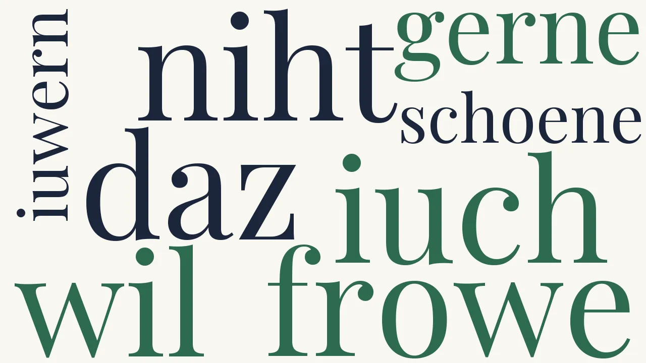 Wortwolke zu Frowe, enlât iuch niht verdriezen