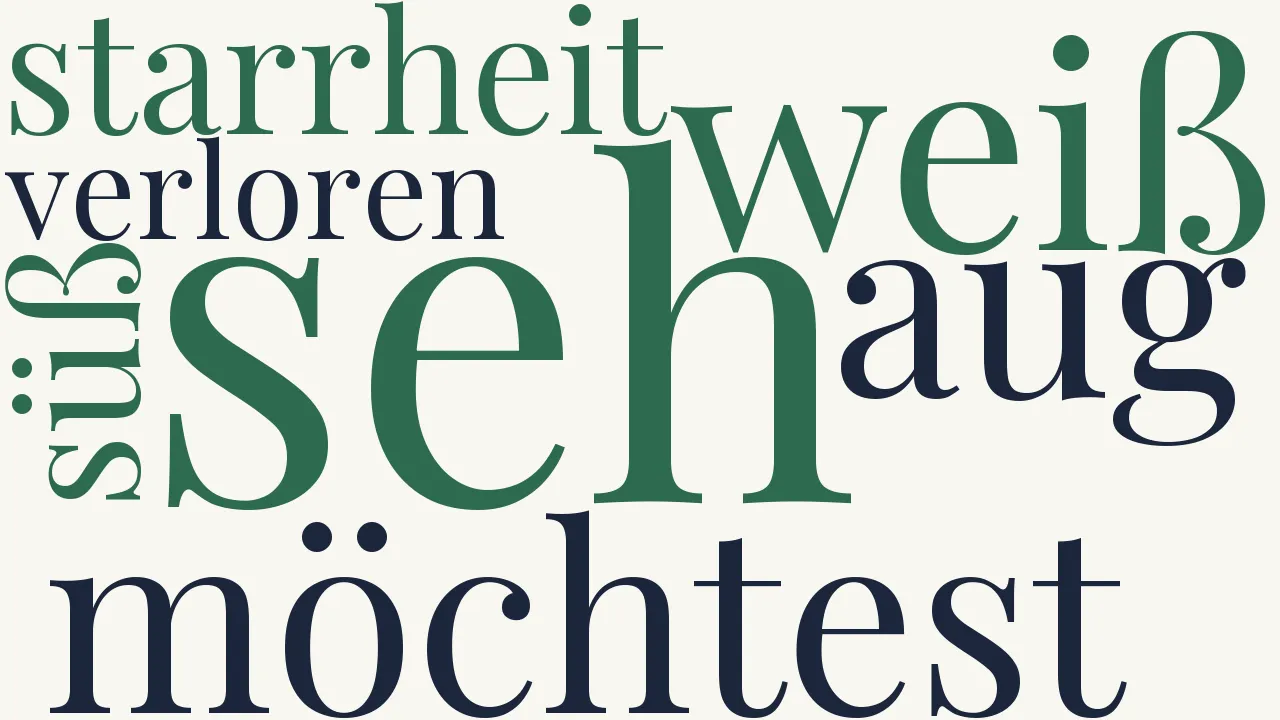 Wortwolke zu Seh ich dein Aug in Starrheit süß verloren...