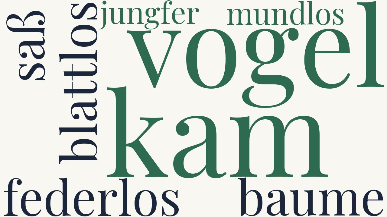 Wortwolke zu Ein Vogel federlos